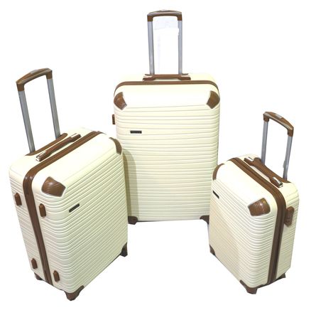 Set De Valijas Rigidas Abs North Tiger X3 Traful Reforzada 20/24/28 Crema