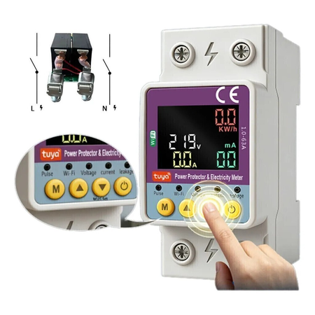 Protector Tenson Wifi 63a Nuevo Dual Relay Boton Suave