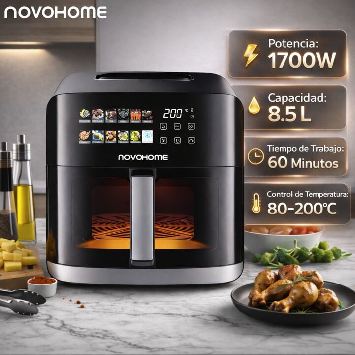 Freidora de Aire Sin Aceite Novohome 8.5L 10 Funciones 1700W - Vista 2