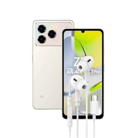 Combo ZTE A56 Pro 4+128GB Gold + Auriculares Dekkin USB-C Manos Libres