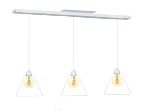 Colgante Geo Triangulo Deco Vintage 3 Luces Base Lineal Led Blanco
