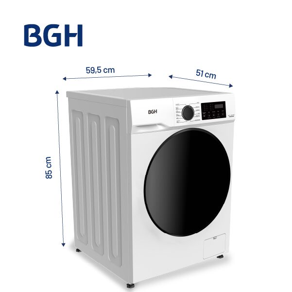 Combo Lavarropas BGH Inverter Carga Frontal Blanco 8kg + Camiseta BGH adidas Talle M - Vista 3