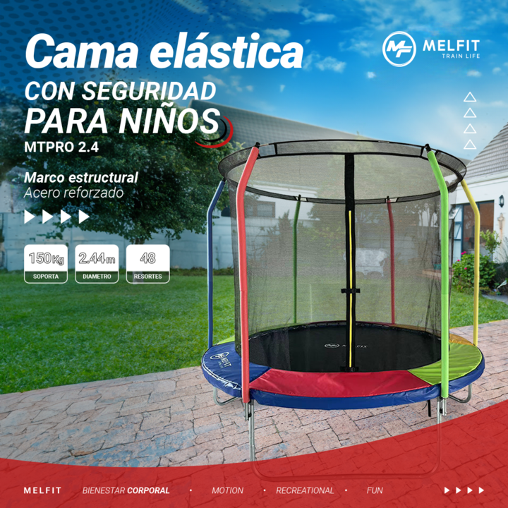 Cama Elastica Melfit 2,44 Mts Trampolin Red Chicos Mtpro2.4 - Vista 2