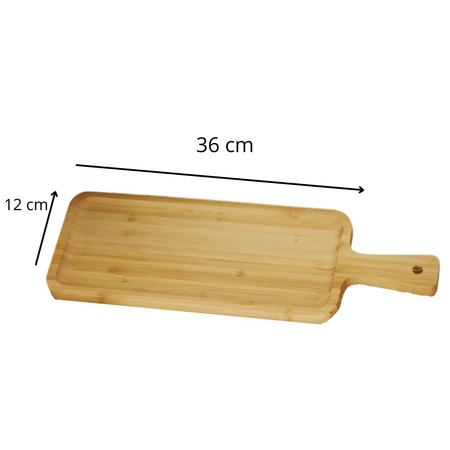 Bandeja Fuentes Tablas Madera Bambu con mango chica