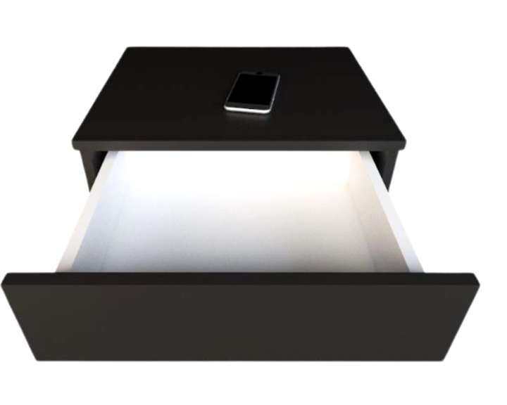 Mesa De Luz Linea Minimal Flotante C/1caj 6448 Negro Tables - Vista 4