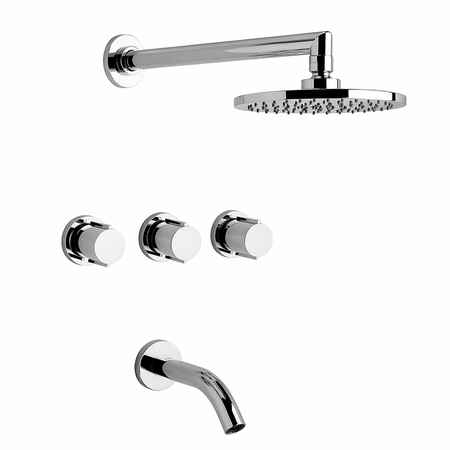 Grifería Bañera Ducha FV California 0103/17 Cromo 3 Llaves Independientes Mezcladora Completa