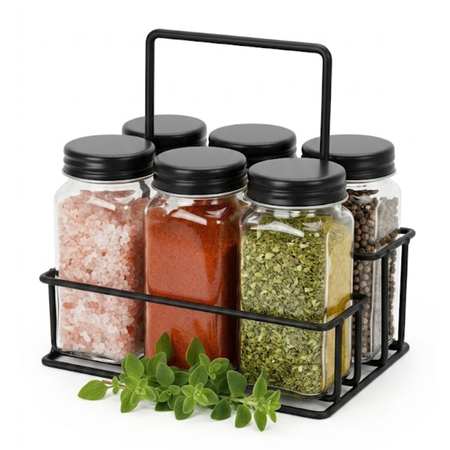 SET X6 ESPECIEROS VIDRIO C/ TAPA METALICA 120 ML SOIFER 304480