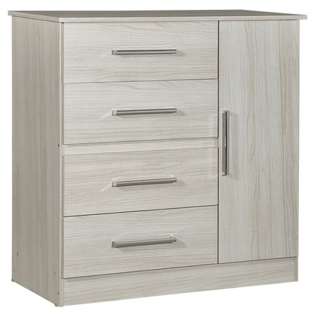 Mesa de luz y Comoda Cajonera Combo Infantil Reforzado Melamina Maximo fortaleza Marfil