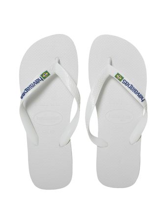 Ojotas Havaianas Brasil Logo Unisex Moda Blanco