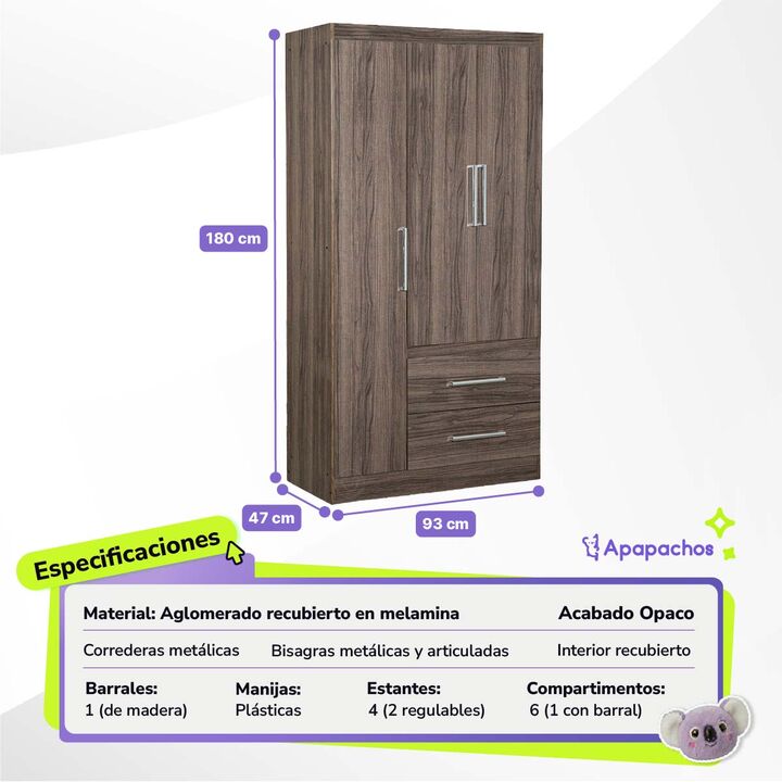 Combo de Dormitorio Ropero y Comoda Reforzada Melamina Combo Maximo Fortaleza Dakota - Vista 4