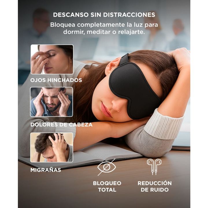Antifaz Mascara Para Dormir Memory Foam + Tapones de Oído - Vista 5