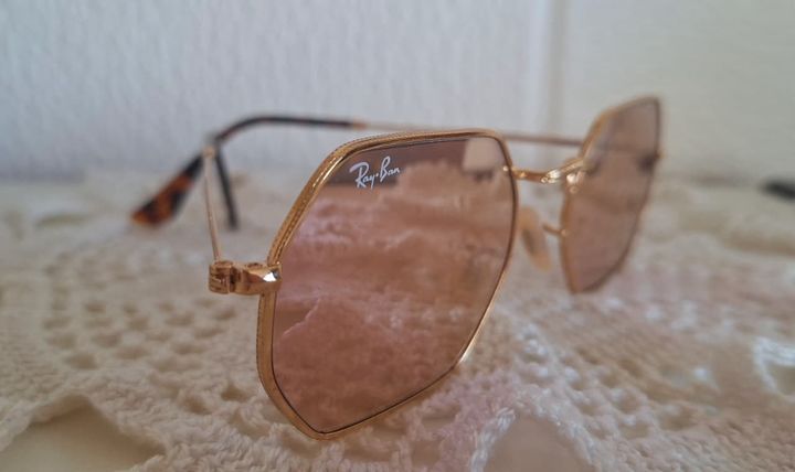 Lentes de Sol Ray-Ban RB3556 Octogonal Dorado - Rosa Espejado - Vista 4