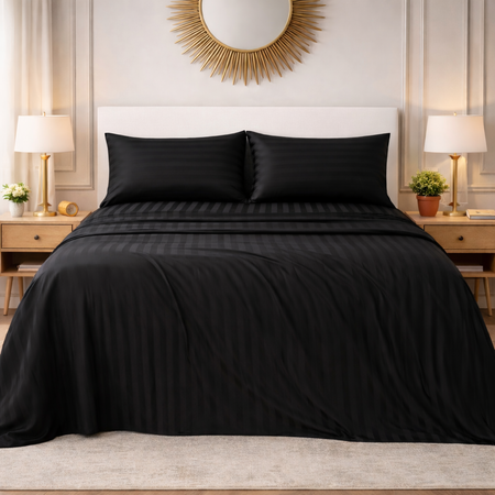 Sabanas Dobby 4 piezas cotton touch King Negro