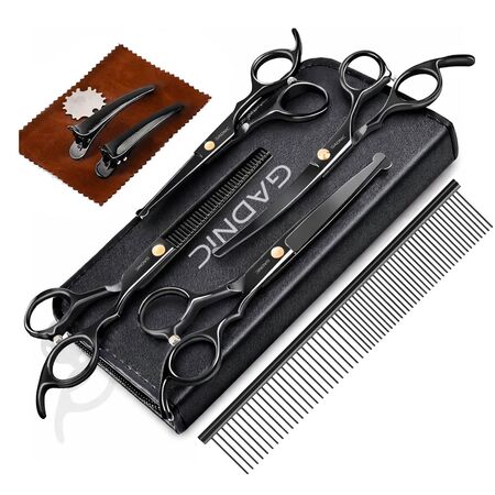Set De Tijeras Para Mascotas Gadnic 10 Piezas Acero Inoxidable Negro