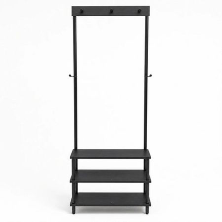 Perchero Industrial con estantes DS Home 167 x 68 x 30 cm Madera Total Negro