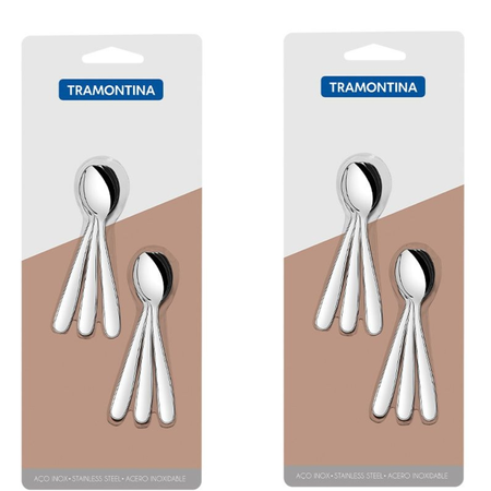 Set X 12 Cuchara Cafe Acero Inoxidable Maresias Tramontina Plateado