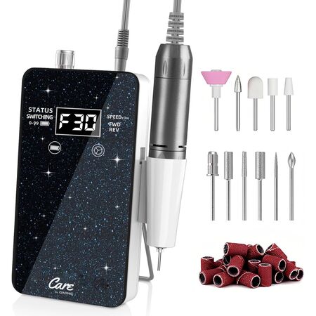 Torno De Uñas Care By Gadnic 35000RPM Recargable Manicura 40W Con Accesorios (Color Negro)