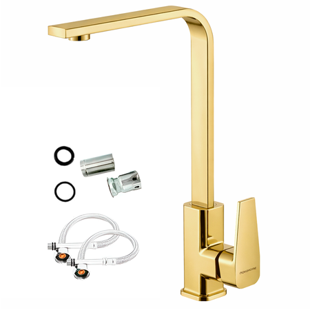 Grifería Monocomando Cocina Caño Alto Moderno Novohome Gold
