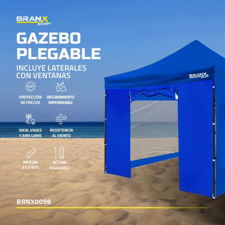 Gazebo 3x3 Metros Paredes Puerta Branx Autoarmable Plegable - Vista 6
