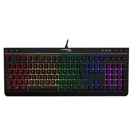 Teclado Gamer Hyperx Alloy Qwerty Espanol Latinoamerica Color Negro Con Luz Rgb