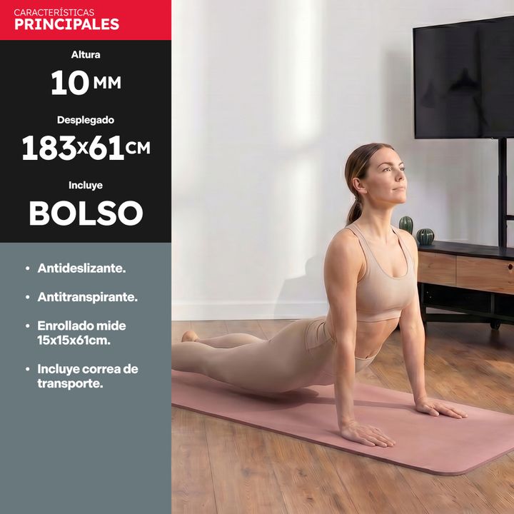 Mat de Entrenamiento 10mm con Bolso Randers ARG-031RC Rosa Coral Calm Collection - Vista 2
