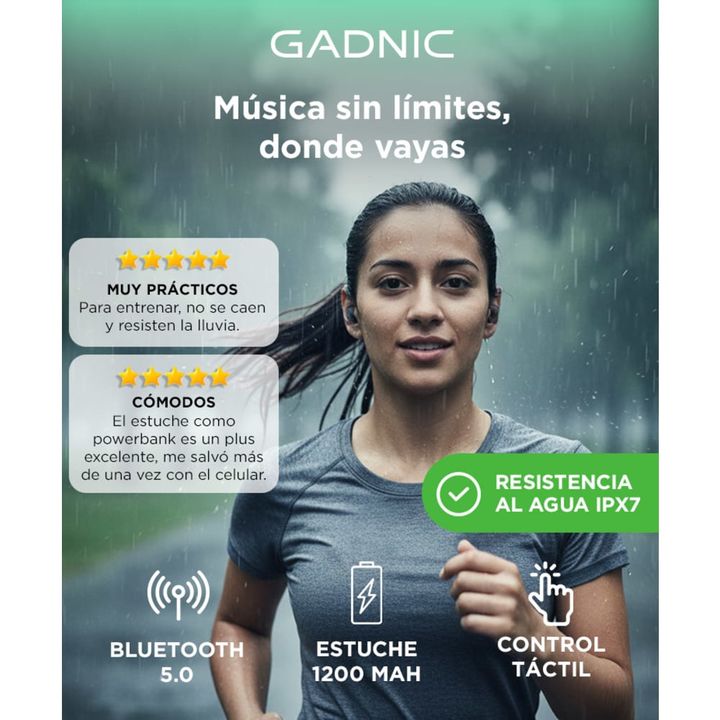 Auriculares Inalambricos Gadnic In-ear SH8 Bluetooth Running Deportes - Vista 2