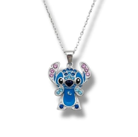 COLLAR PLATA 925 CON DIJES Y PIEDRAS CUBIC ZIRCONIA JOYAS OCLOCK (CONJAG0805)