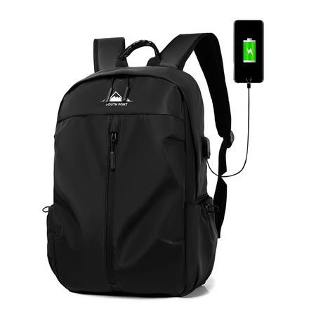 Mochila De Viaje South Port Negra Portanotebook Nylon Resistente
