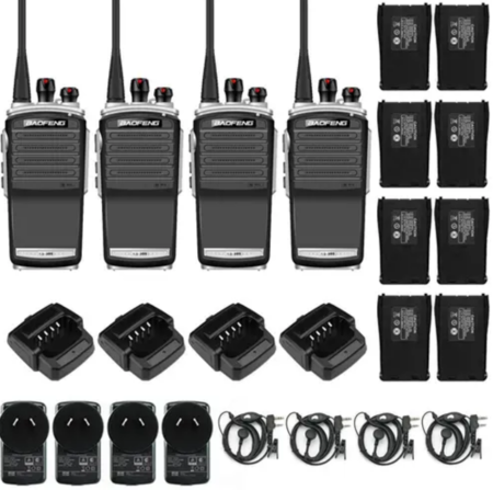 Handy Baofeng KS-305 Profesional Kit x4 5w Hasta 10km + 8 Baterías y 4 Manos Libres