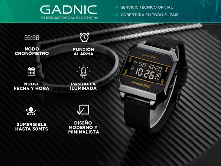 Reloj Deportivo Digital Rojo Gadnic Cuadrado Resistente Al Agua