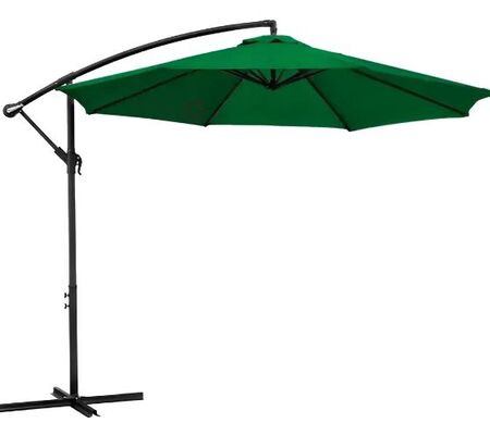 Sombrilla Jardin Lateral Banana Natural Con Base 3 Metros Color Verde Lisa Circle Line