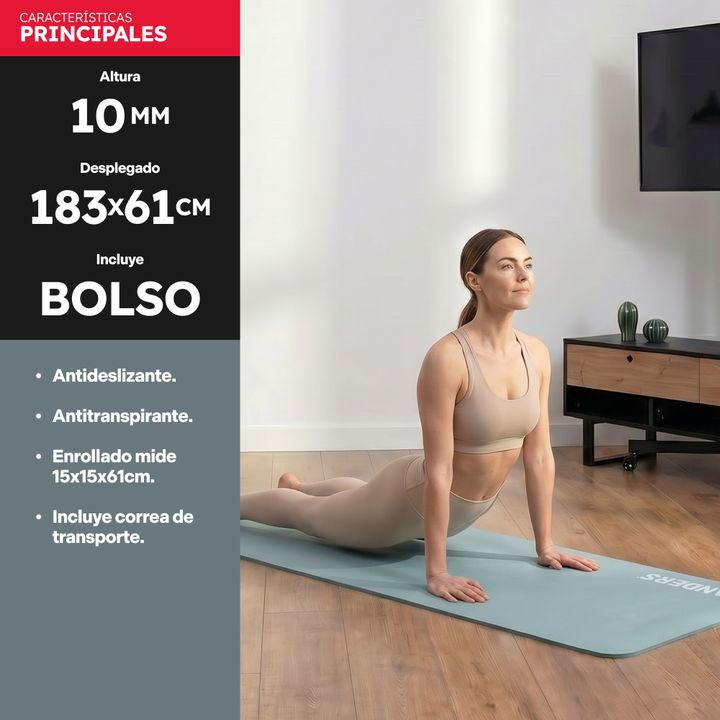 Mat de Entrenamiento 10mm con Bolso Randers ARG-031CL Celeste Hielo Calm Collection - Vista 2