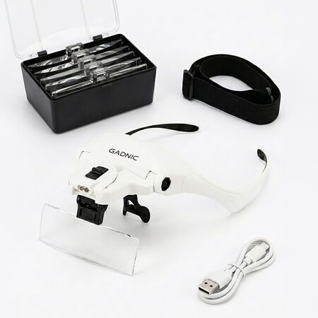 Vincha Lupa Gadnic Con Luz LED Y 5 Aumentos Profesional Manos Libres