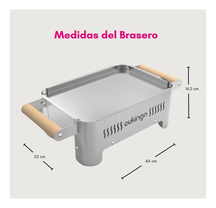 Brasero De Mesa Acero Inoxidable Portatil Cukingo 22 cm x 44 cm x 14,5 cm - Vista 3