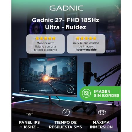 Monitor Gaming Gadnic 27 Plana IPS FHD 165 Hz Sin Bordes 1 Ms