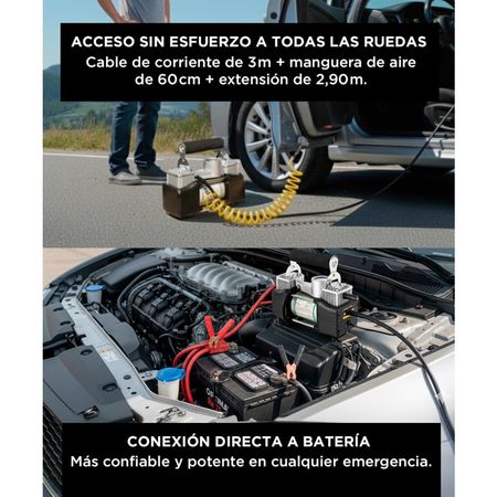 Compresor 12v Portátil 60Lt/min 150psi Doble Pistón Inflador Multipropósito