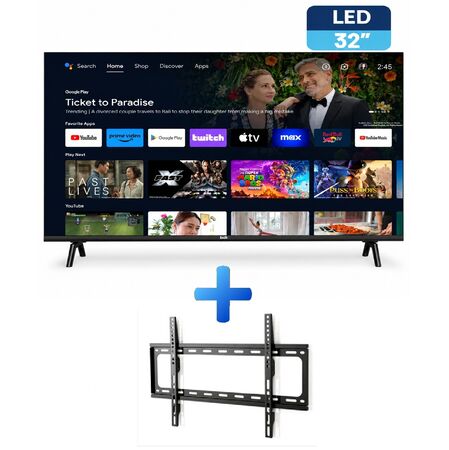 Combo Smart TV 32" HD BGH AndroidTV B3225S5A + Soporte LCD Wall Mount 26" a 63" de Regalo