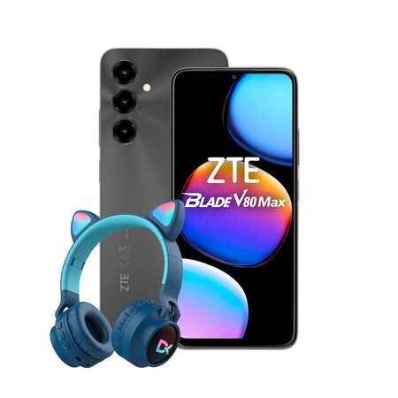 Combo ZTE V80 Max 4+256GB Negro + Auriculares Dekkin Gato Verde LED