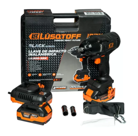 Llave De Impacto Inalamb 18v Lusqtoff Lil800-9bk Blackseries