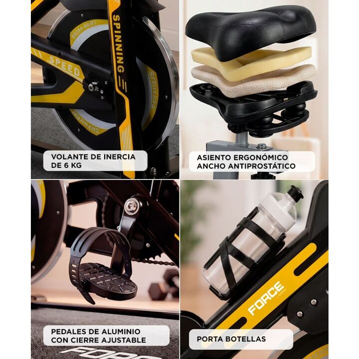 Bicicleta Fija Force By Gadnic THG799 Spinning Hasta 120 Kg Volante de Inercia 6 Kg - Vista 6
