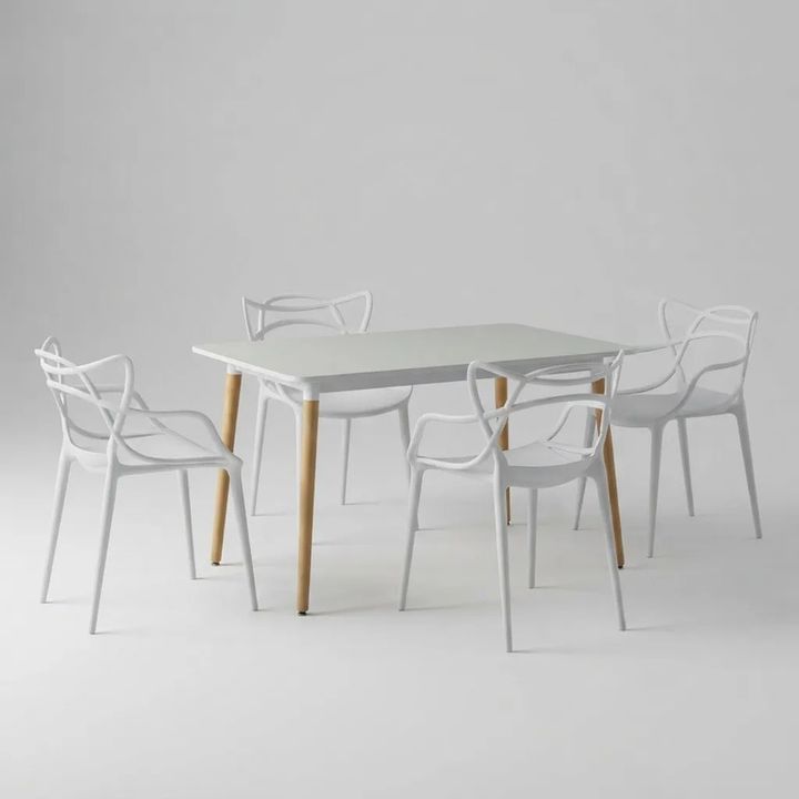Juego De Comedor Mesa Nordica 120x80+4 Sillas Allegra Blanco - Vista 2