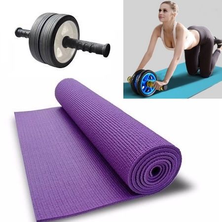COLCHONETA MAT YOGA PILATES +  RUEDA ABDOMINAL