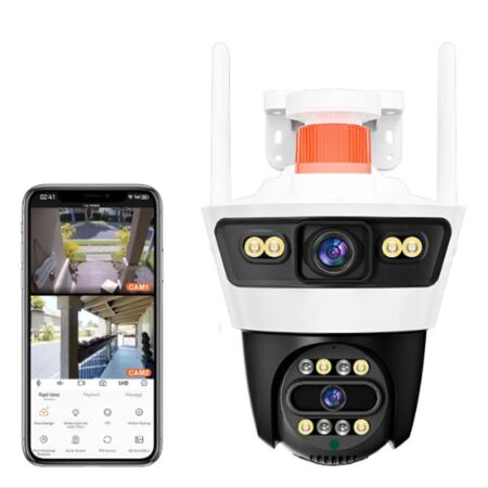 Camara de Seguridad JORTAN Doble Lente con Sirena