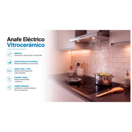 Anafe Escorial AEV-58 60Cm Eléctrico Empotrable Vitrocerámico