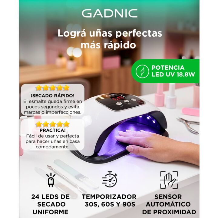 Cabina Para Uñas Gadnic Lampara LED UV 18.8W 24 leds - Vista 2