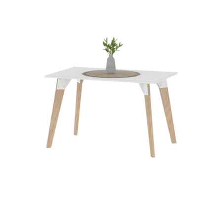 Mesa Comedor 120 Rectangular Escandinava Oslo Blanco Roble