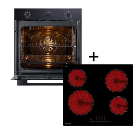 Combo Cocción Eco Vondom Horno Empotrable + Anafe Vitro 60cm
