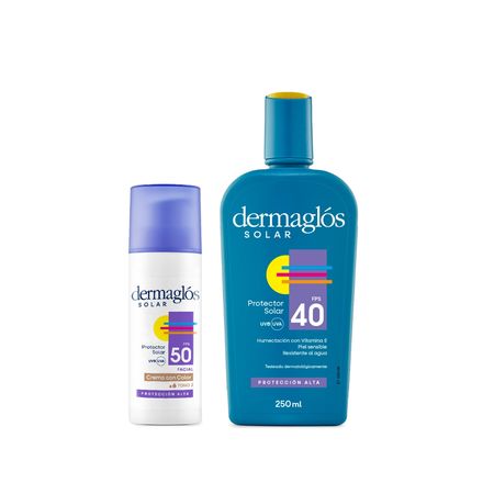 Dermaglos Set Solar Corporal Fps40 + Facial Tono Medio Fps50