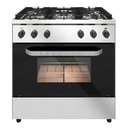 COCINA SAHO KUMA 18069 820 5 HORNALLAS PUERTA VIDRIO FUNDICION ACERO INOX