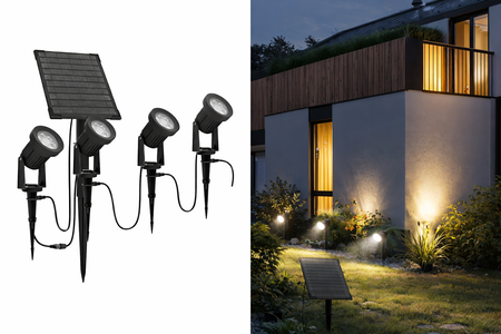 Kit 4 Estacas Solares Nexum LED con Panel Separado - Luz Fría 6500K